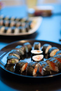 Close-up of sushi in plate