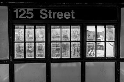 Text on glass window