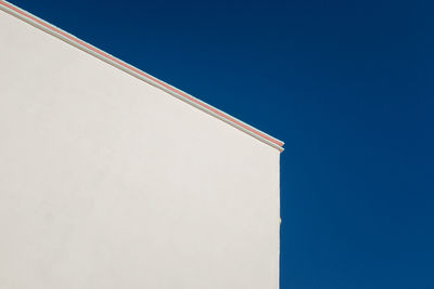 Low angle view of building against clear blue sky