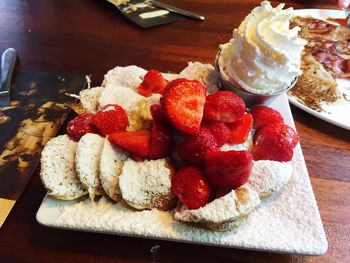 High angle view of dessert in plate