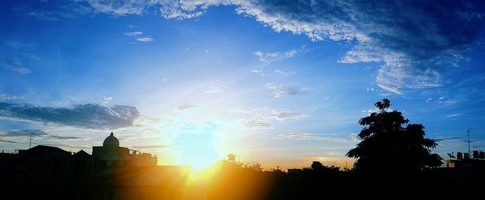 Low angle view of silhouette trees against sky at sunset