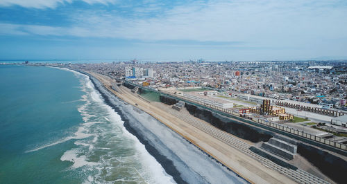 High angle view of cityscape against sky