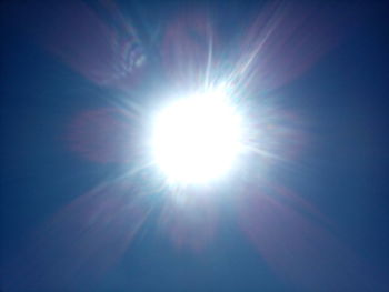 Low angle view of bright sun