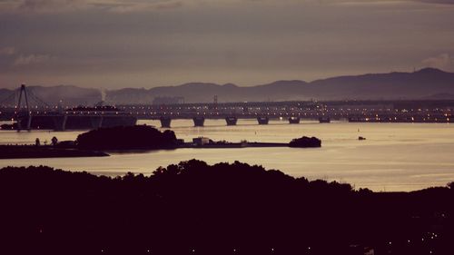 Scenic view of river at sunset