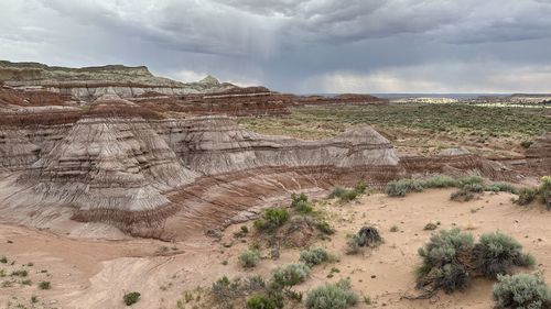 Rock formations on landscape against sky