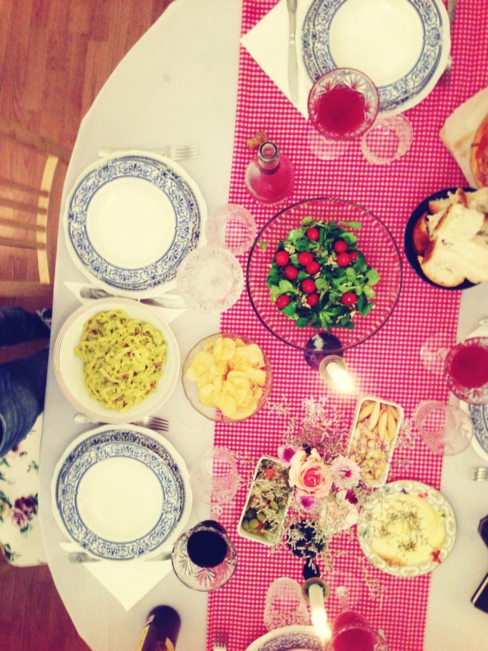 indoors, food and drink, table, plate, freshness, food, drink, still life, high angle view, ready-to-eat, coffee cup, refreshment, bowl, coffee - drink, breakfast, spoon, directly above, tablecloth, saucer, cup