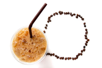 Close-up of cappuccino against white background