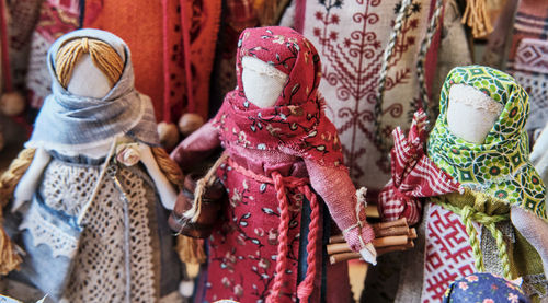 Russian traditional faceless rag dolls - amulets associated with slavic pagan traditions