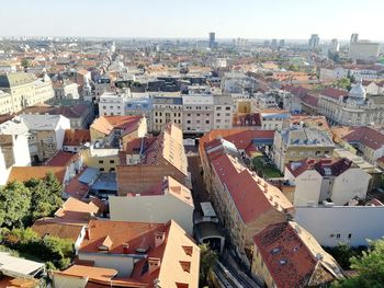 High angle view of townscape against sky