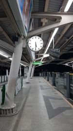 Low angle view of illuminated railroad station platform