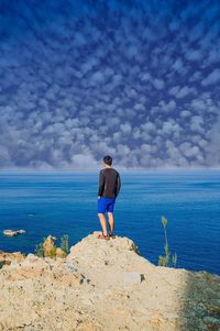 Rear view of man standing on beach