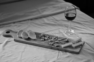 High angle view of food on table