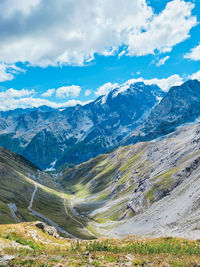 Scenic view of mountains against sky from stelvio, trentino, italy