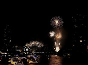 Firework display at night