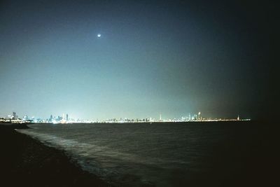 Scenic view of sea at night