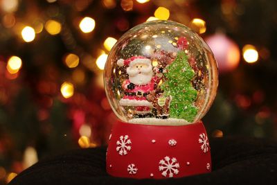 Close-up of christmas tree at night