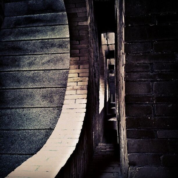 the way forward, built structure, architecture, diminishing perspective, old, indoors, wood - material, vanishing point, brick wall, illuminated, tunnel, night, steps, empty, no people, in a row, narrow, wall - building feature, absence, abandoned