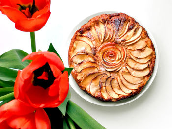 High angle view of dessert in plate