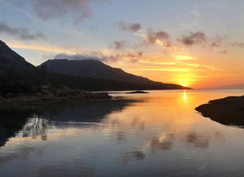 Scenic view of sea against sky during sunset