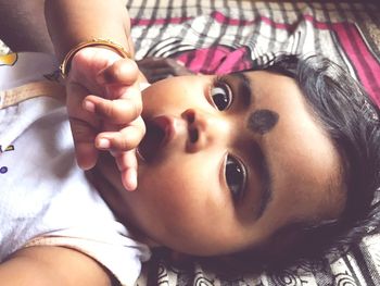 Close-up portrait of cute baby girl