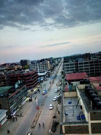 High angle view of cityscape against sky