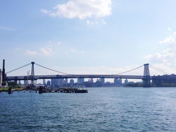 Suspension bridge over river