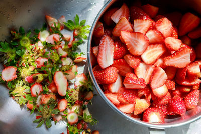 Close-up of strawberries in bowl