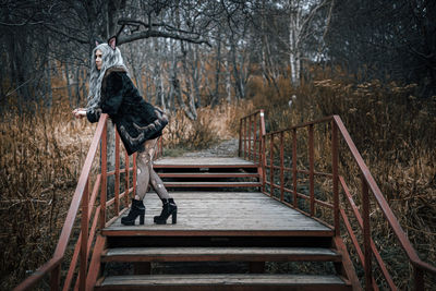 Side view of a person in forest