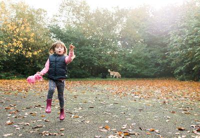 Girl playing in park