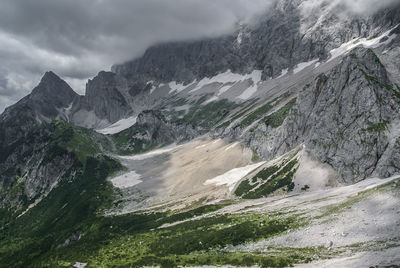 Scenic view of mountains against sky