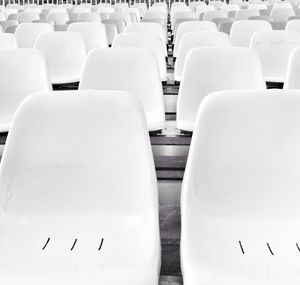 Empty chairs in row