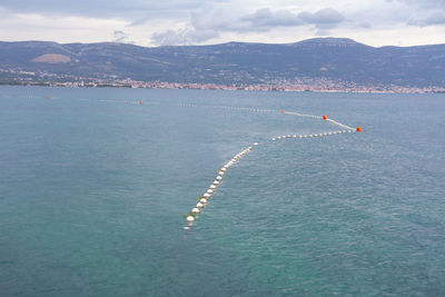Kastel croatia and adriatic sea . buoys on the surface of the sea