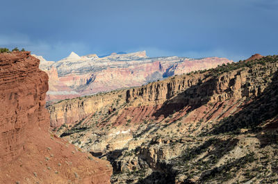 Scenic view of mountain range against sky