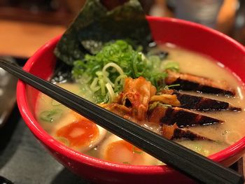 Close-up of meal served in bowl