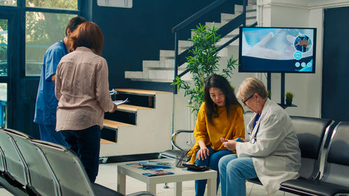 Female doctor working in laboratory