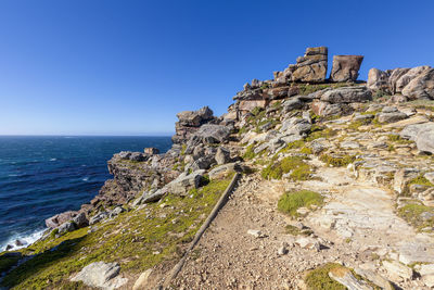 View of top of the rock at cape point with panoramic view to atlantic ocean, cape peninsula