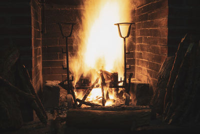 Close-up of burning fire