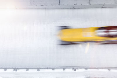 High angle view of people during bobsledding