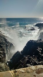 Scenic view of sea against clear sky