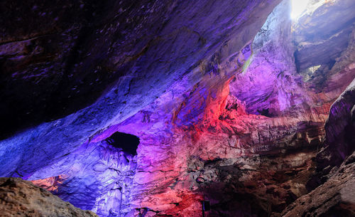 Low angle view of rock formation in cave