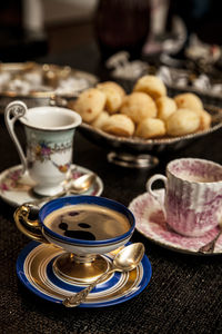 Close-up of coffee cup on table