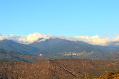 Scenic view of mountains against sky