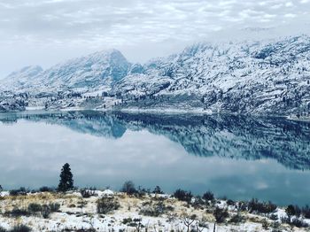 Scenic view of frozen lake against sky