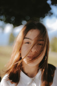 Close-up portrait of a young woman