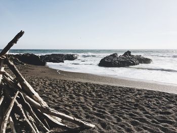 Scenic view of sea against clear sky