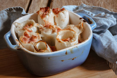 Close-up of food in bowl on table