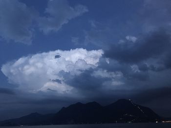 Scenic view of sea against cloudy sky