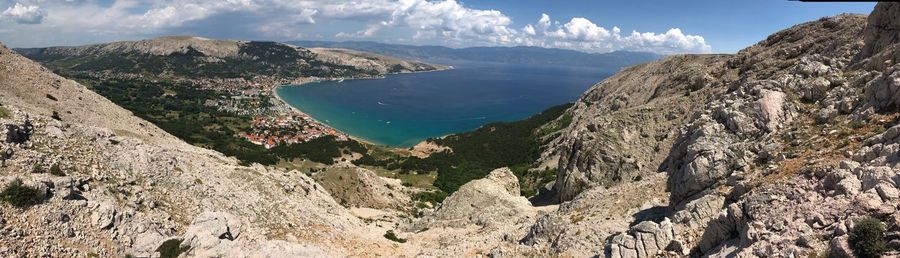 Panoramic view of rocky mountains against sky