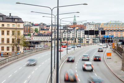 Road passing through city street