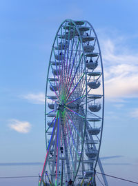Low angle view of ferris wheel against sea